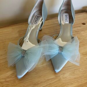 Badgley Mischka Light Blue Heels with Tulle Bow